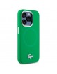 Lacoste iPhone 15 Pro Max Case, Silicone, Metal Croc, MagSafe, Green