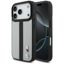 BMW iPhone 17 Pro / 18 Pro Hülle Case MagSafe M Perforated Stripe Grau