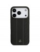 Mercedes iPhone 17 Pro Hülle Case Echtleder MagSafe Leaves Stripes Schwarz