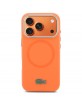 Lacoste iPhone 17 Pro Hülle Case Silikon Metal Logo Frame MagSafe Orange