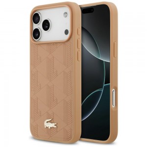 Lacoste iPhone 17 Pro Max Hülle Case Monogramm Gold Logo MagSafe Rosa