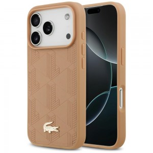 Lacoste iPhone 17 Pro Hülle Case Monogramm Gold Logo MagSafe Rosa