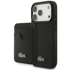 Lacoste iPhone 17 Pro Hülle Case + Wallet Petit Pique MagSafe Schwarz