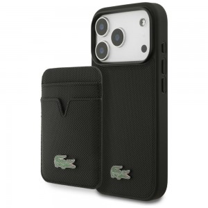 Lacoste iPhone 17 Pro Hülle Case + Wallet Petit Pique MagSafe Schwarz