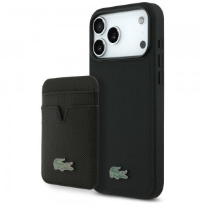 Lacoste iPhone 17 Pro Max Hülle Case + Wallet Petit Pique MagSafe Schwarz