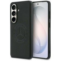 Mercedes Samsung S26 Case Genuine Leather Vintage Logo MagSafe Black