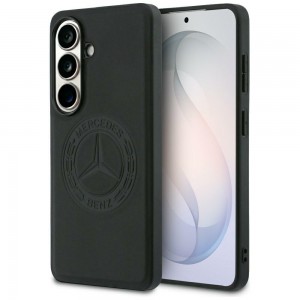 Mercedes Samsung S26 Case Genuine Leather Vintage Logo MagSafe Black