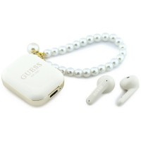 Guess Bluetooth Headphones TWS Pearl Strap White