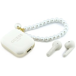 Guess Bluetooth Headphones TWS Pearl Strap White