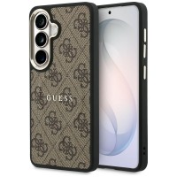 Guess Samsung S26 Hülle Case 4G Embossed Ring MagSafe Braun