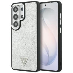 Guess Samsung S26 Ultra Hülle Case Fixed Glitter Triangle MagSafe Silber