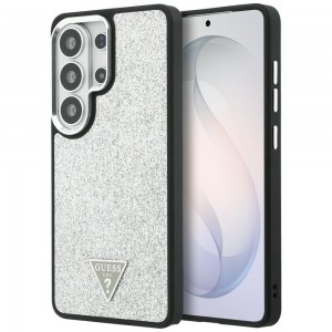Guess Samsung S26 Ultra Hülle Case Fixed Glitter Triangle MagSafe Silber