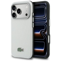 Lacoste iPhone 17 Pro Max Hülle Case Semi Wrap Petit Pique MagSafe Grau
