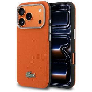 Lacoste iPhone 17 Pro Case Semi Wrap Petit Pique MagSafe Orange