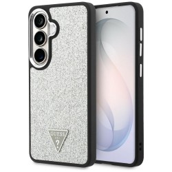 Guess Samsung S26+ Plus Hülle Case Fixed Glitter Triangle MagSafe Silber