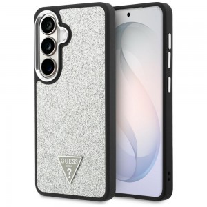 Guess Samsung S26+ Plus Hülle Case Fixed Glitter Triangle MagSafe Silber