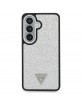 Guess Samsung S26+ Plus Hülle Case Fixed Glitter Triangle MagSafe Silber
