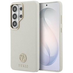 Guess Samsung S26 Ultra Hülle Case Round Strass Logo MagSafe Beige