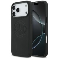 Mercedes iPhone 17 Pro Max MagSafe Hülle Echtleder Case Vintage Logo Schwarz