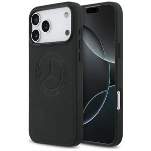 Mercedes iPhone 17 Pro Max MagSafe Hülle Echtleder Case Vintage Logo Schwarz