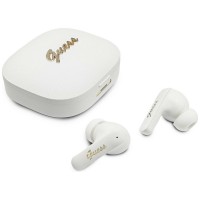 Guess Bluetooth TWS Headphones Script Metal Logo White