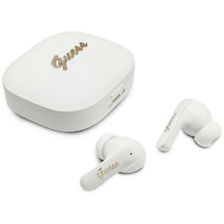 Guess Bluetooth TWS Headphones Script Metal Logo White