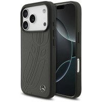 Mercedes iPhone 17 Pro Hülle Case Echtleder MagSafe Laurel Leave Grau