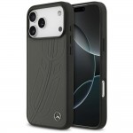 Mercedes iPhone 17 Pro Max Hülle Case Echtleder MagSafe Laurel Leave Grau