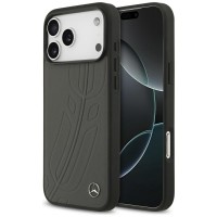 Mercedes iPhone 17 Pro Max Hülle Case Echtleder MagSafe Laurel Leave Grau