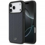 Mercedes iPhone 17 Pro Max Hülle Case Echtleder MagSafe Leaves Stripes Blau