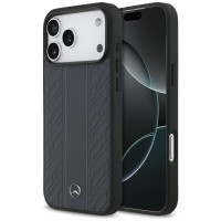 Mercedes iPhone 17 Pro Max Hülle Case Echtleder MagSafe Leaves Stripes Blau