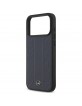 Mercedes iPhone 17 Pro Max Hülle Case Echtleder MagSafe Leaves Stripes Blau