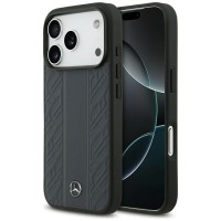 Mercedes iPhone 17 Pro Hülle Case Echtleder MagSafe Leaves Stripes Blau