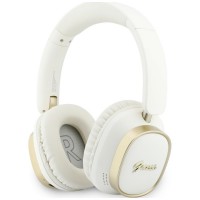 Guess Bluetooth Over-Ear Headphones with ENC Rectangle Metal Script White