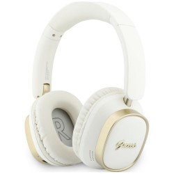 Guess Bluetooth Over-Ear Headphones with ENC Rectangle Metal Script White