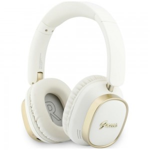 Guess Bluetooth Over-Ear Headphones with ENC Rectangle Metal Script White