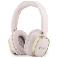 Guess Bluetooth Over-Ear Headphones with ENC Rectangle Metal Script Pink