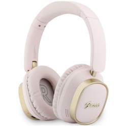 Guess Bluetooth Over-Ear Headphones with ENC Rectangle Metal Script Pink