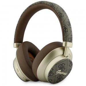Guess Bluetooth Over-Ear Headphones ENC 4G Gold Script Metal Brown