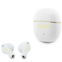 Guess Bluetooth In-Ear Headphones TWS Glossy Gold Line Classic White