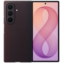 Original Samsung Z Fold 8 Ultra Magnet Carbon Case Hülle Rot + 2x Schutzfolien