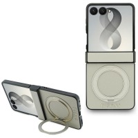 Guess Samsung Z Flip 8 Hülle Book Case Magnetic Ring Stand Beige