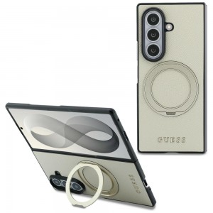 Guess Samsung Z Fold 8 Ultra Hülle Book Case Magnetic Ring Stand Beige