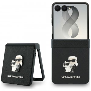 Karl Lagerfeld Samsung Z Flip 8 Hülle Book Case Saffiano Karl Choupette Schwarz