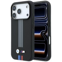 BMW iPhone 18 Pro / 17 Pro Hülle Case M Metal Kevlar Tricolor MagSafe Schwarz