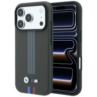 BMW iPhone 18 Pro / 17 Pro Hülle Case M Metal Kevlar Tricolor MagSafe Anthracite