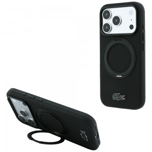 Lacoste iPhone 18 Pro / iPhone 17 Pro Hülle Case Petit Pique Ring Stand MagSafe Schwarz