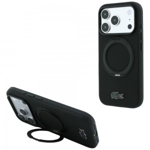 Lacoste iPhone 17 / 18 Pro Max Hülle Case Petit Pique Ring Stand MagSafe Schwarz