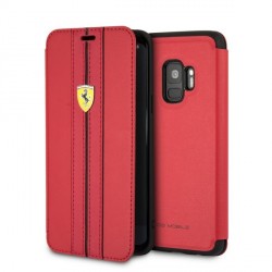 Ferrari Ledertasche FESURFLBKTS9REB Samsung Galaxy S9 Rot