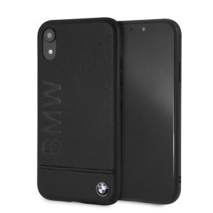 BMW Logo Imprint Signature Leather Case BMHCI61LLSB iPhone XR Black